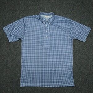 Collars & Co Shirt Men Large Blue White Gingham Short Sleeve Performance Polo